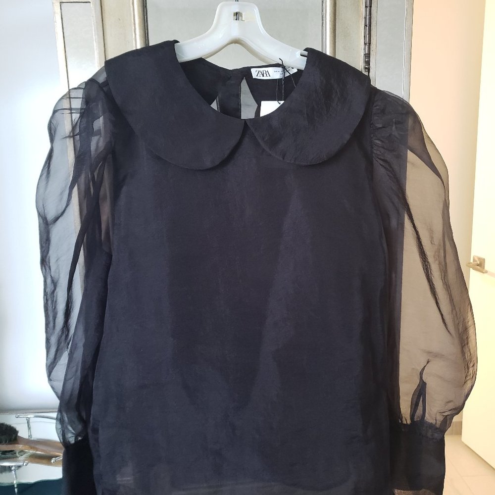 Tulle Tulip Collar Blouse
